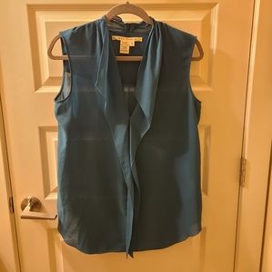 Teal Sleeveless Sheer Blouse